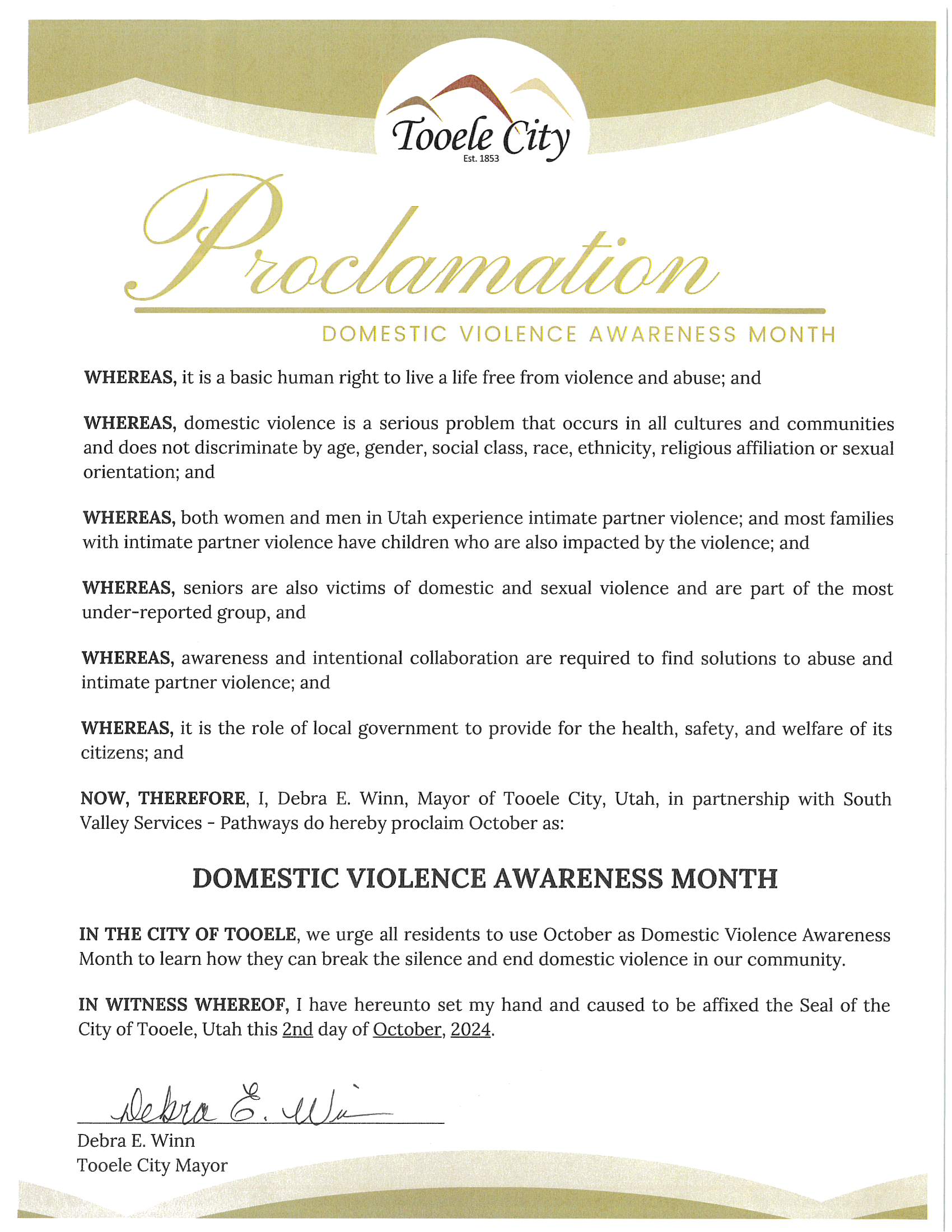 Domestic Violence Awareness Month Proclamation